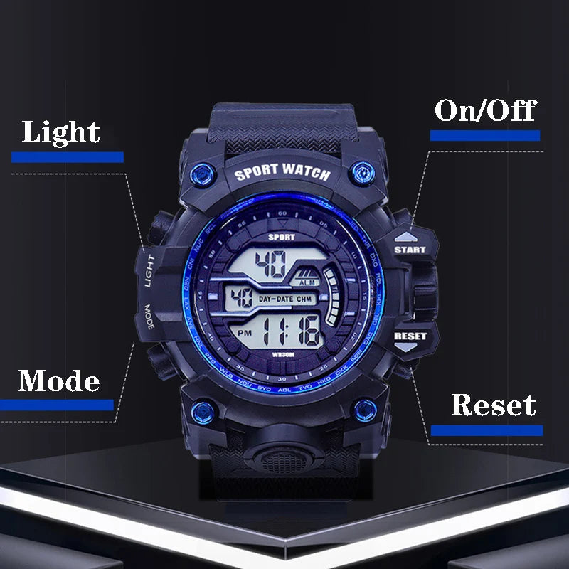 YIKAZE Y03 Men's Digital Watch Waterproof Luminous Men Sports Watches Date Army Military Electronic Wristwatch Relogio Masculino