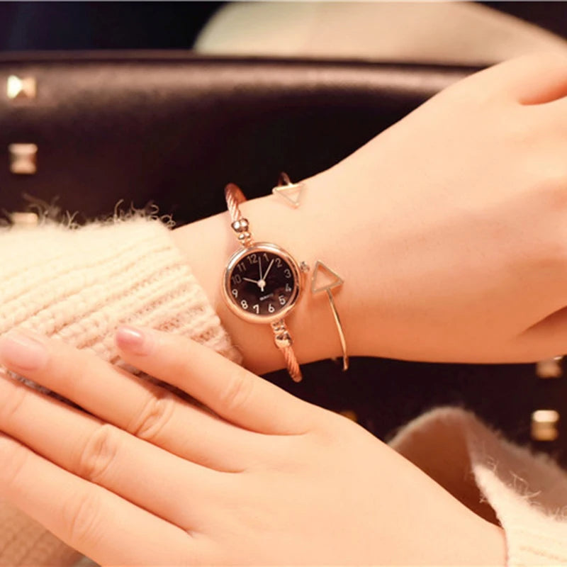 YIKAZE Women Bracelet Watch Small Gold Bangle Women Watches Stainless Steel Retro Ladies Quartz Wristwatch Clock Dress Watch