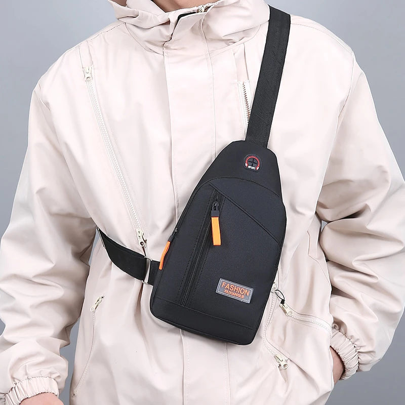 Casual Men Chest Bag Nylon Small Shoulder Bag Running Cycling Belt Sling Bag Outdoor Sport Crossbody Bag Travel Phone Pouch Bag