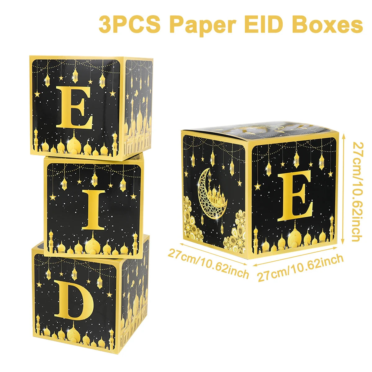 Eid Letter Box White Gold Bronze Eid Mubarak Ramadan Kareem Gift Islam Muslim Party Supplies Ramadan Decoration For Home 2025