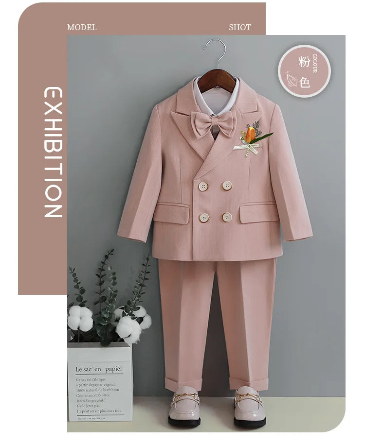 Little Boys Photography Suit Children Wedding Dress Kids Stage Performance Blazer Suit Baby Birthday Formal Ceremony Costume