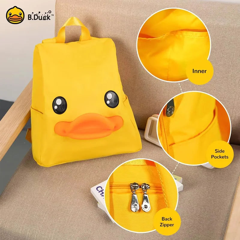 B.Duck Kids Backpack for Boys Girls Preschool Bookbags 3D Cartoon Yellow Duck Daycare Toddler Bags