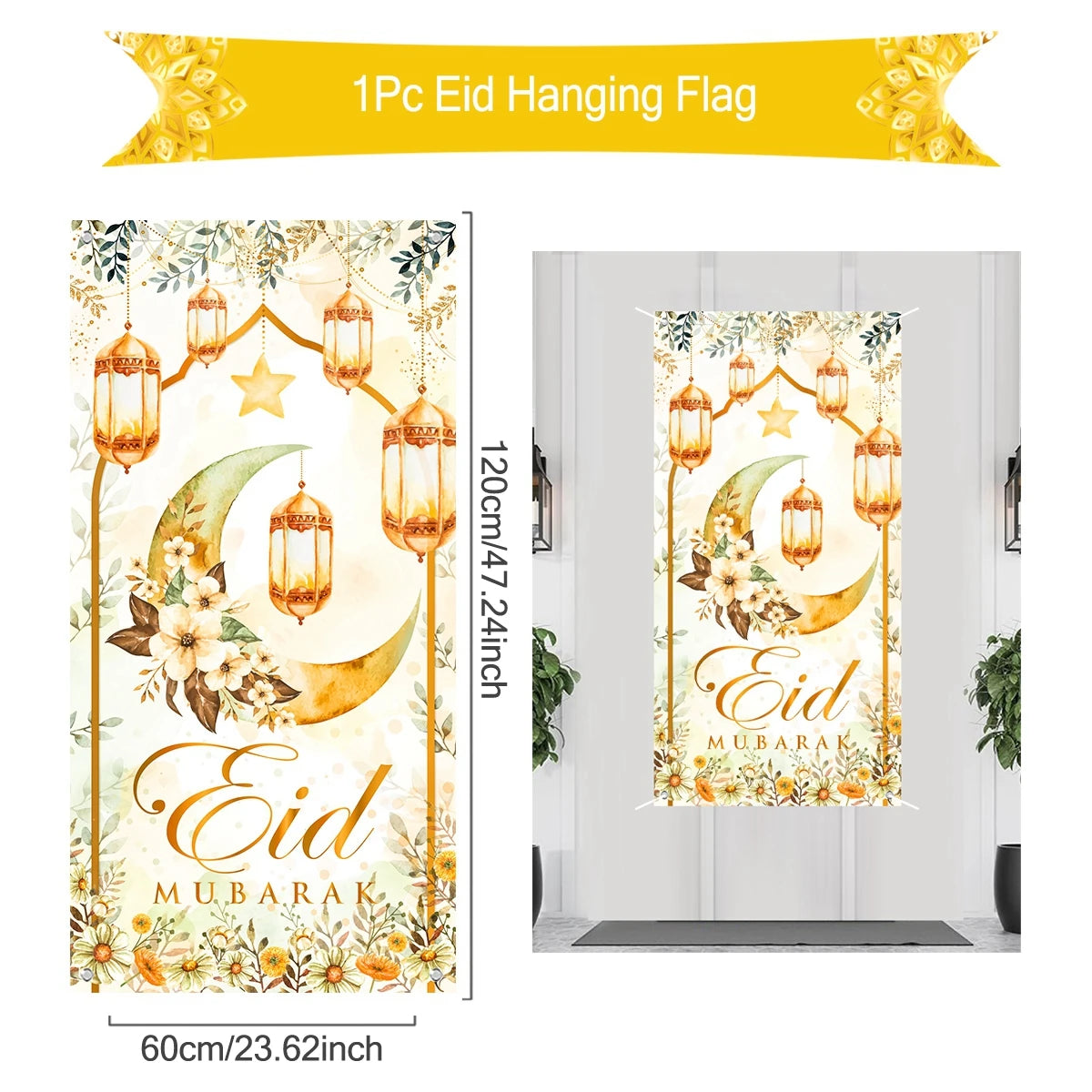 Ramadan Hanging Flag Ramadan Decoration For Home 2024 Kareem Aid EID Mubarak Muslim Islamic Festival Eid Al-fitr Party Supplies