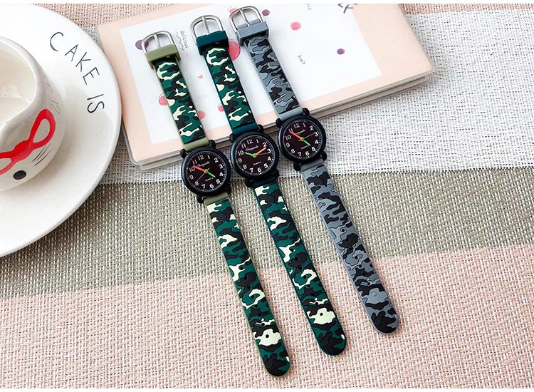 2024 summer boys girls fashion camouflage silicone strap quartz watches children kids students digital cool waterproof clocks