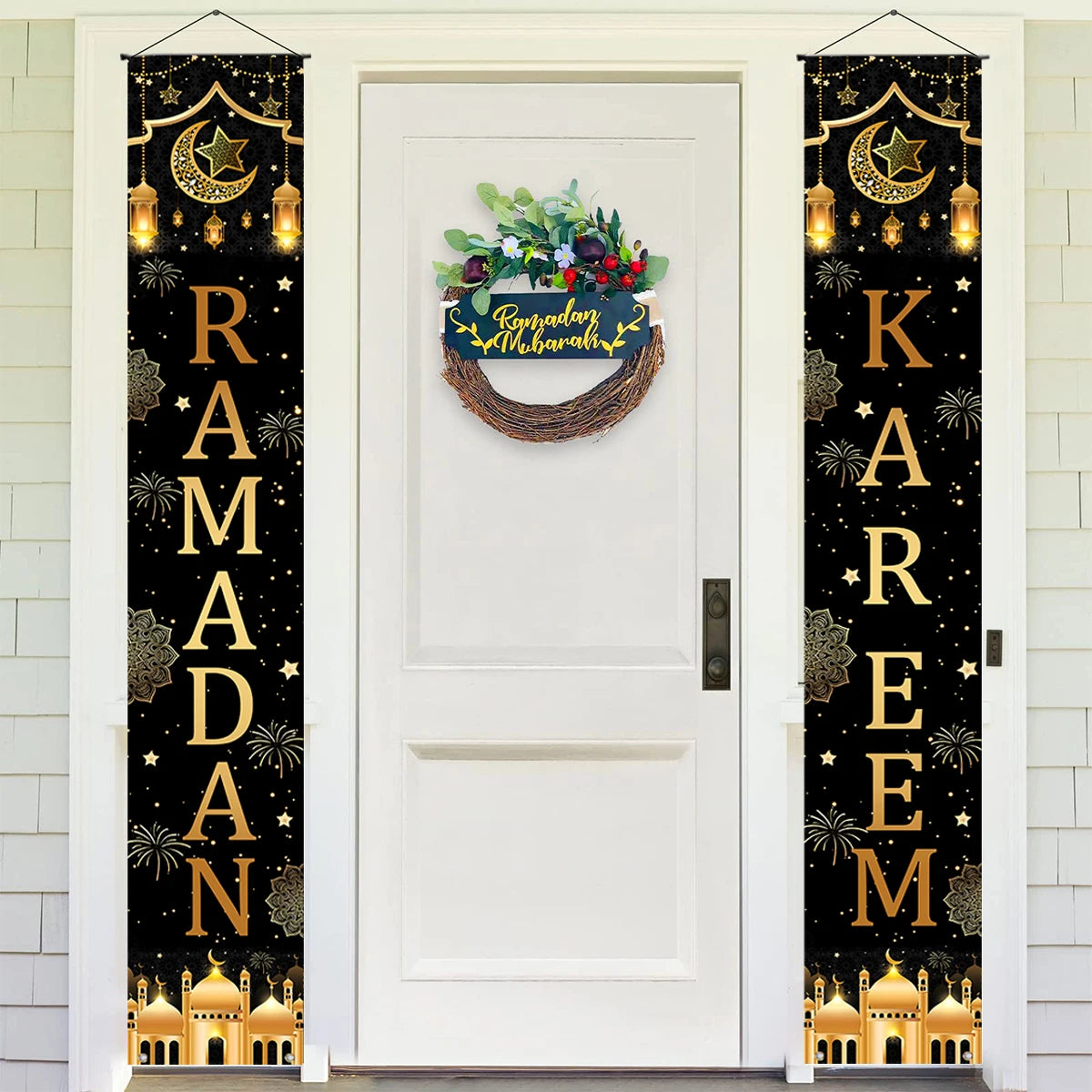 Eid Mubarak Door Banner Ramadan Decoration 2025 for Home Mubarak Ramadan Kareem Islamic Muslim Party Decor  Eid Al Adha Gifts