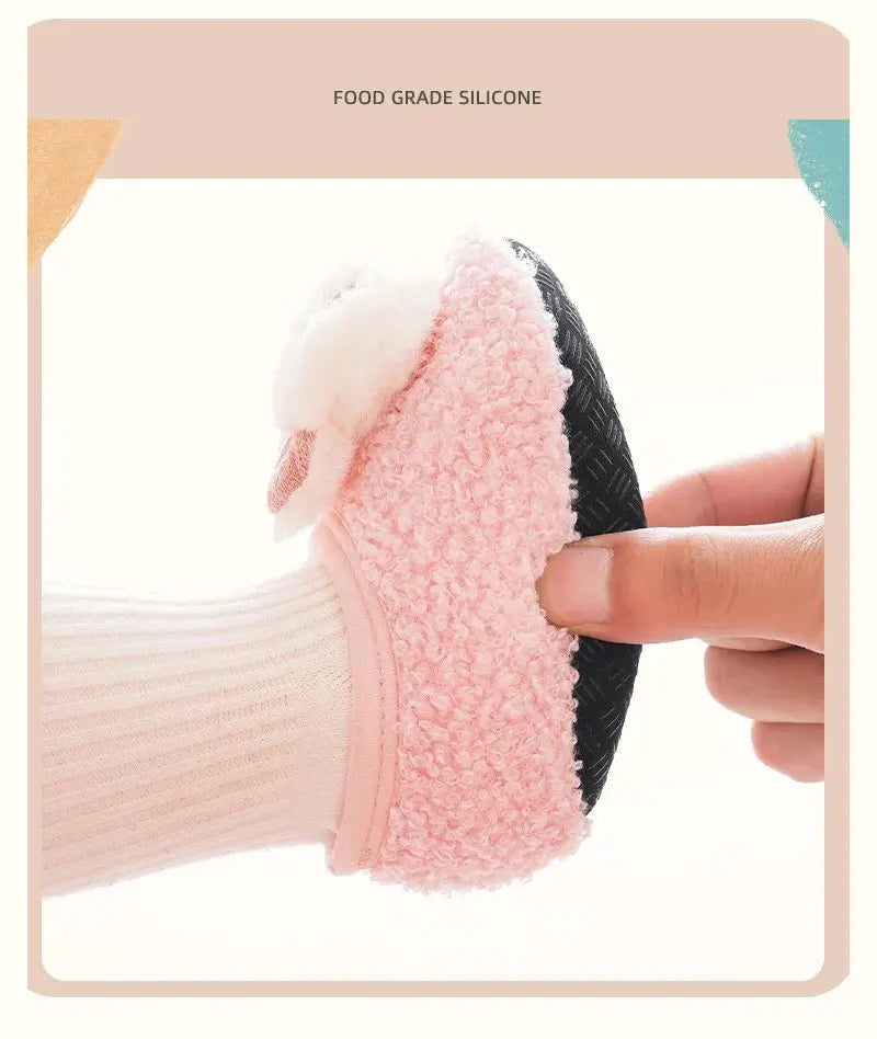 Non-slip Baby Floor Socks Cute Rabbit Pattern Newborn Winter Warm Slipper with Soft Sole Infant Toddler Walking Socks Shoe