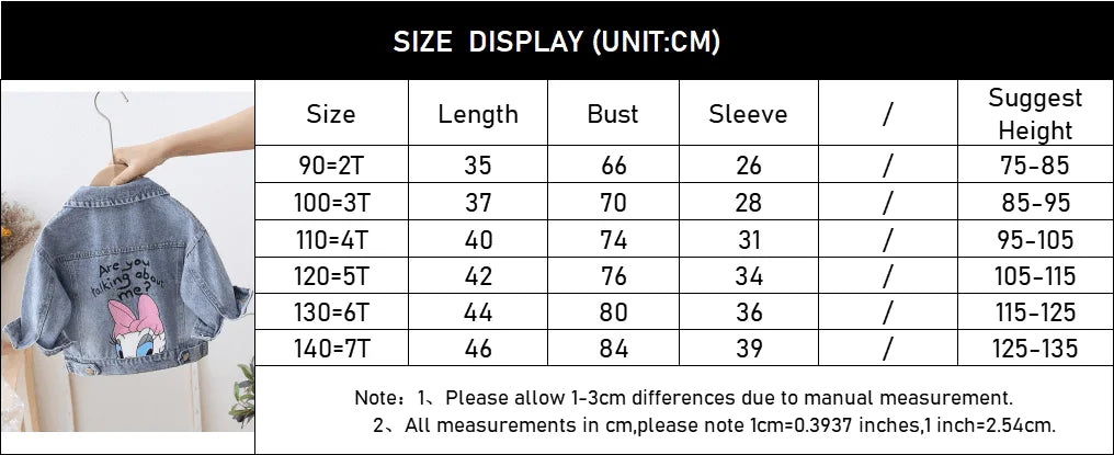 2023 Fashion Cartoon Daisy Denim Jacket For Girls Coat Spring Autumn Children Outerwear Kids Casual Jackets Costume 2-7 Years