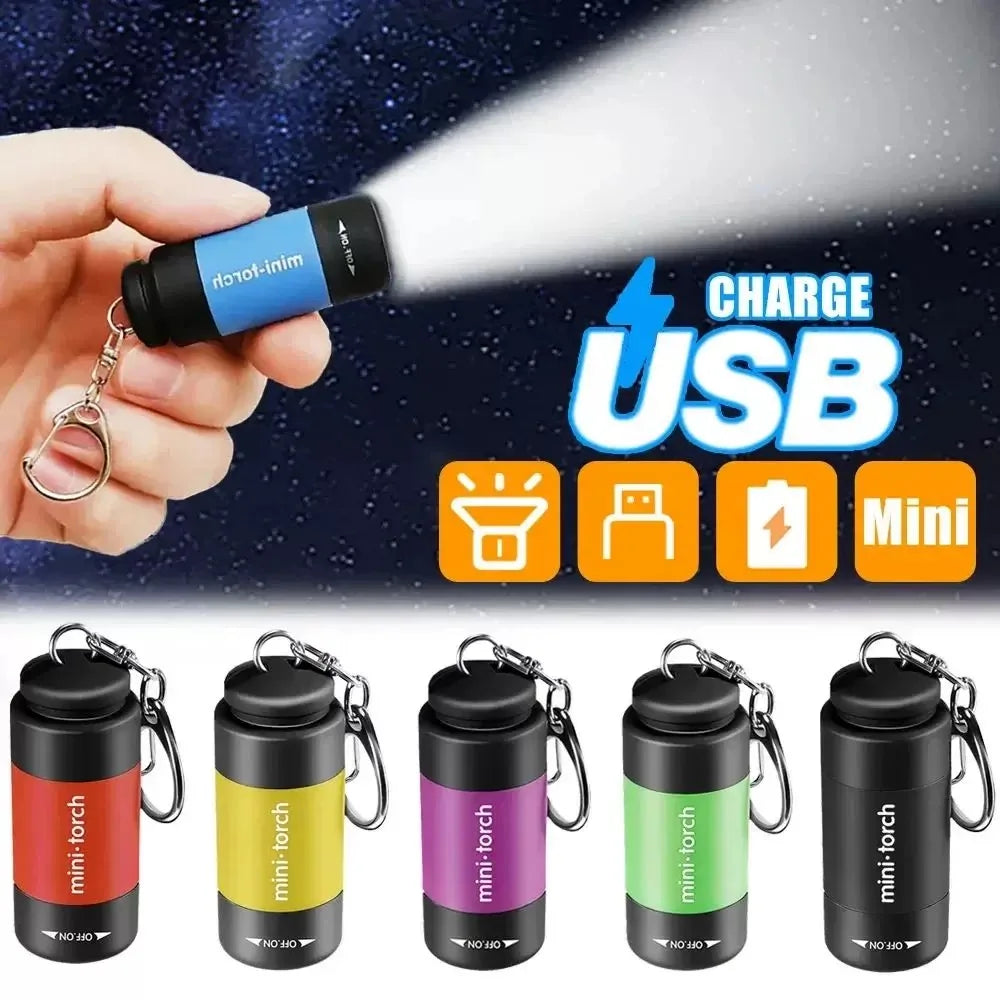 Outdoor Keychain Flashlight Rechargeable LED Mini Pocket Flashlight For Camping Hiking Emergencies