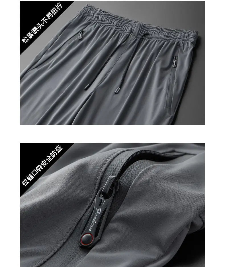 Casual Pants Men's Jogger Sweatpants Large Size Lightweight Sports Casual Trousers Summer Zipper Pocket Quick Dry Hiking Pants