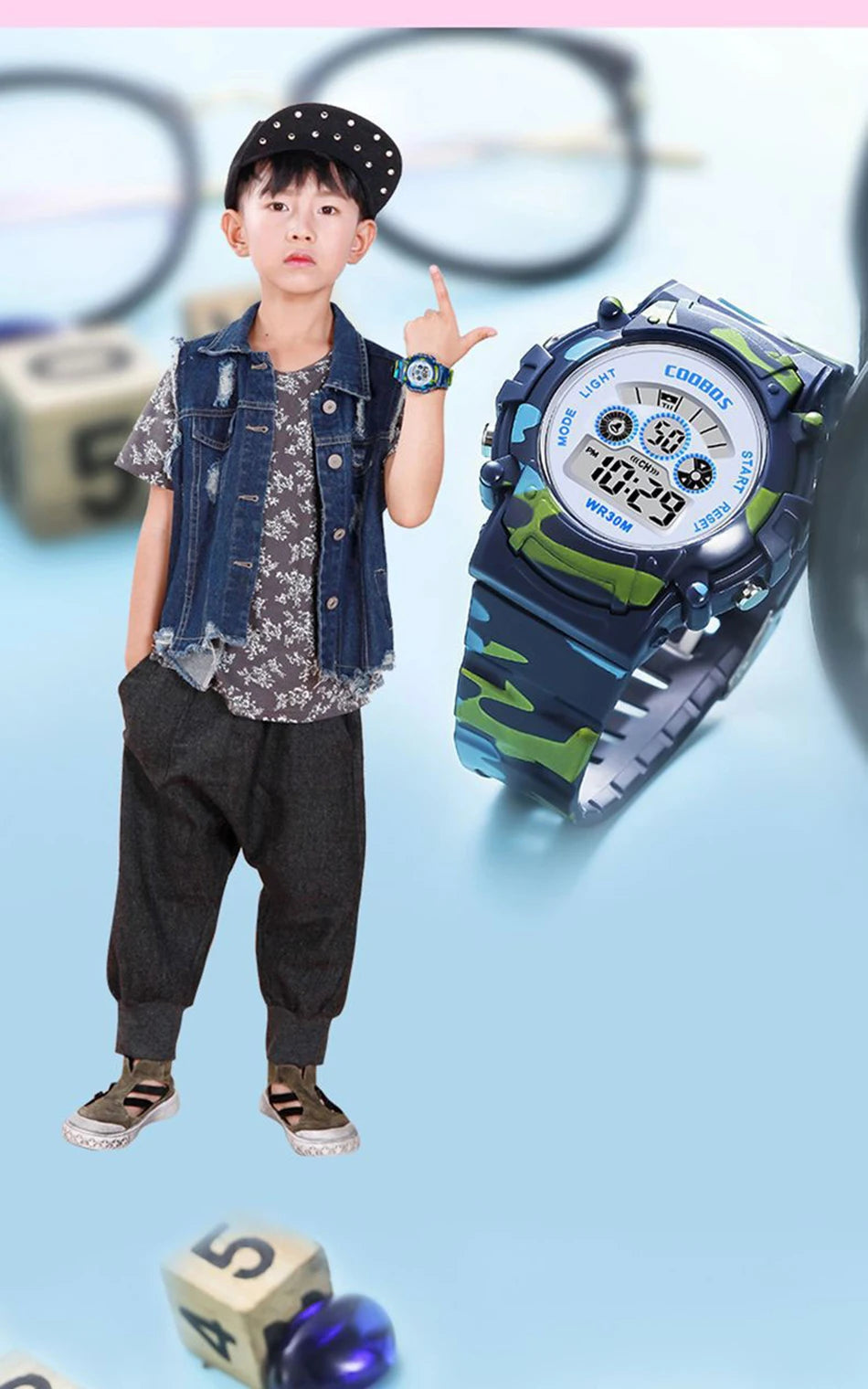 Electronic Watch For Boys Girls Children Luminous Dial Military Sport Watches for Kids Waterproof Multi-function Digital Watch