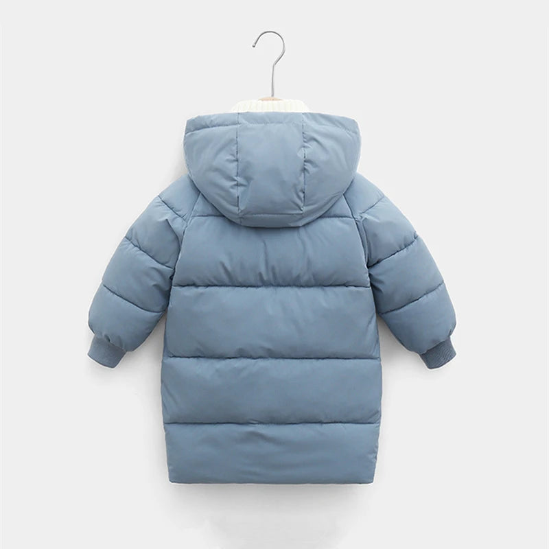 Children's Down Coat Winter Teenage Baby Boys Girls Cotton-padded Parka & Coats Thicken Warm Long Jackets Toddler Kids Outerwear