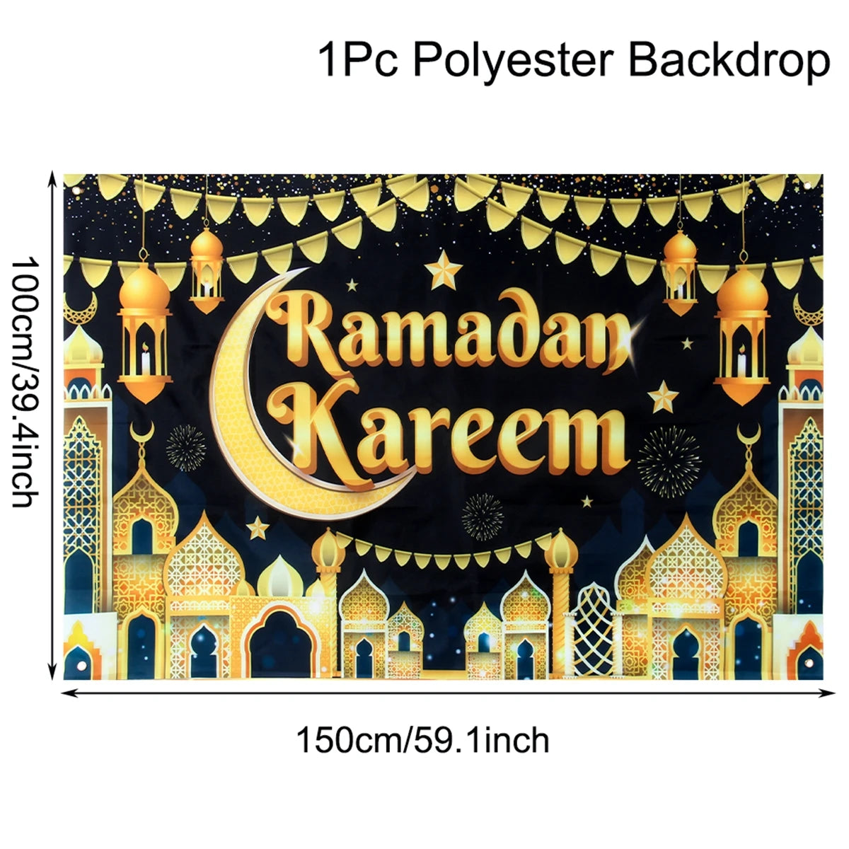 Ramadan Kareem Backdrop Eid Mubarak Background Photo Booth Ramadan Decoration For Home 2025 Islam Muslim Party Supplies