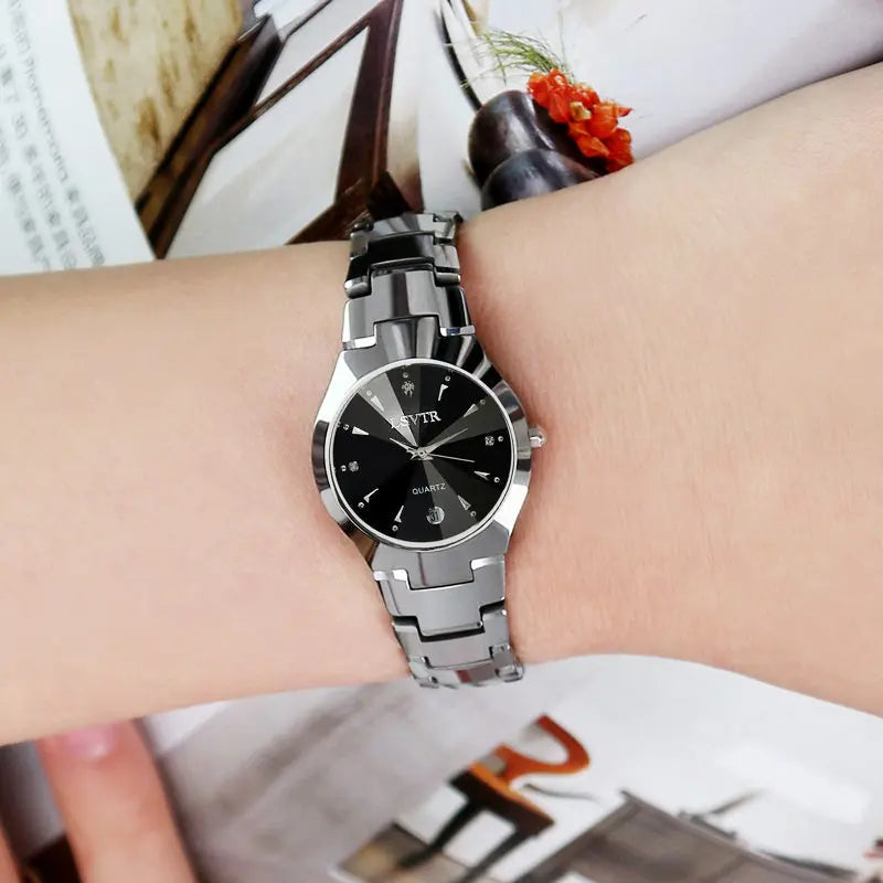 YIKAZE Men Women Quartz Watches Stainless Steel Wristwatch Calendar Date Waterproof Clock Luxury Womens  Lovers Couple Watch