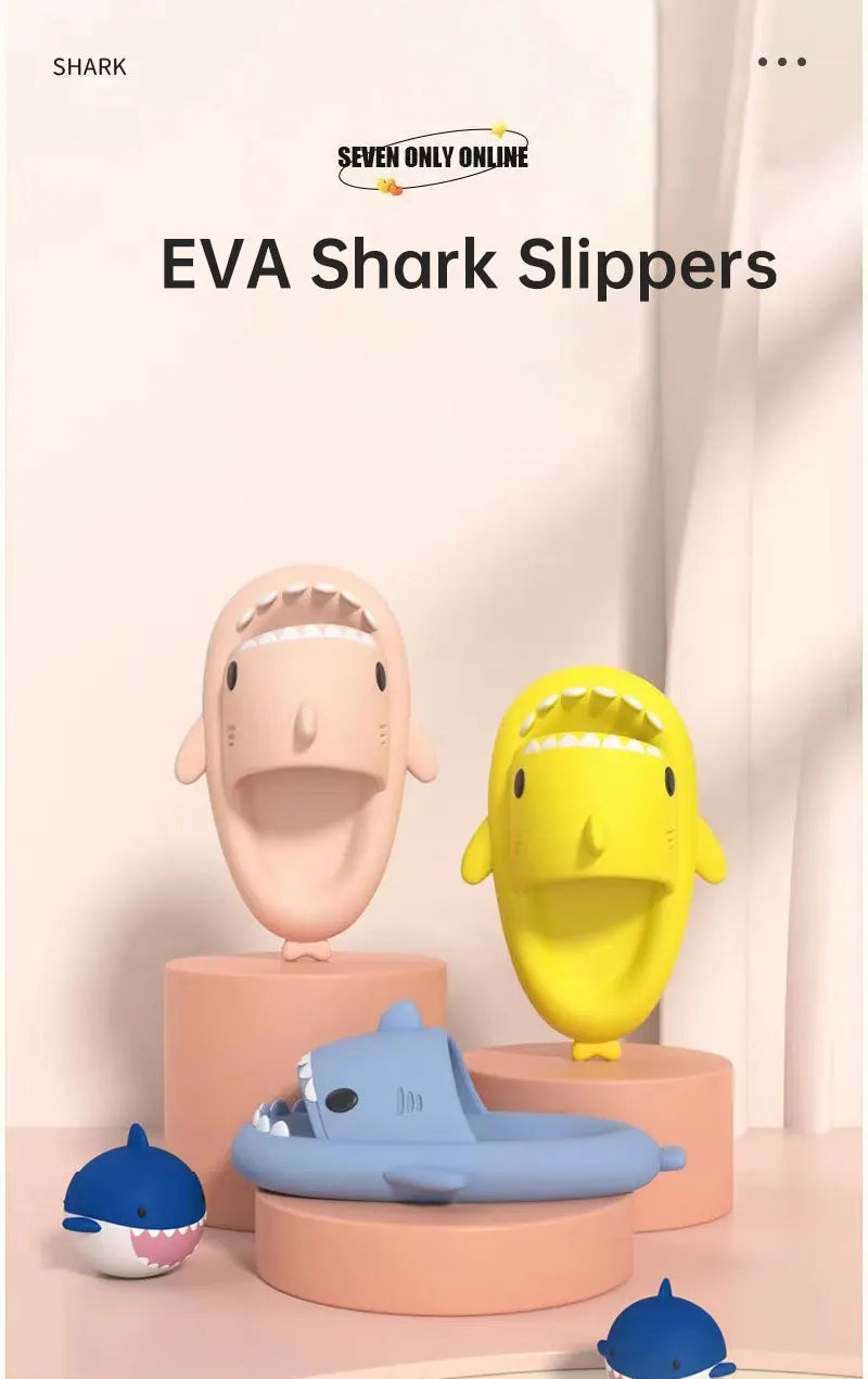 ChildrenSlippers Soft Sole Cartoon Shark Slipper Women Man Indoor Outdoor EVA Non-slip Slippers for Children's Shoes Sandals