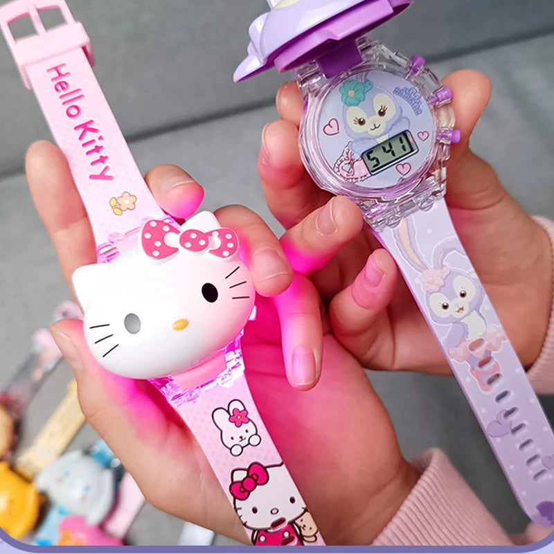 Kawaii Sanrio Kuromi Watch Cinnamoroll Hello Kitty Music Silicone Strap Children Wrist Watch My Melody Watch Kids Birthday Gifts