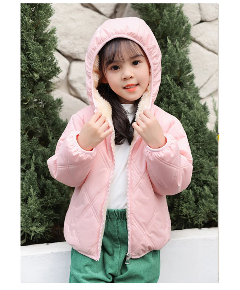 Baby Kids Thick Jacket For Girls Coats Winter Lamb Wool Plus Velvet Coats Toddler Children Outwear 1-6 Year Boys Cotton Jackets