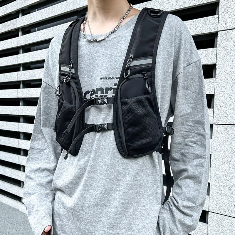 Hip-hop Streetwear Chest Rig Bag for Men Fashion Waterproof Tactical Vest Chest Packs Function Storage Backpack Nylon Pockets