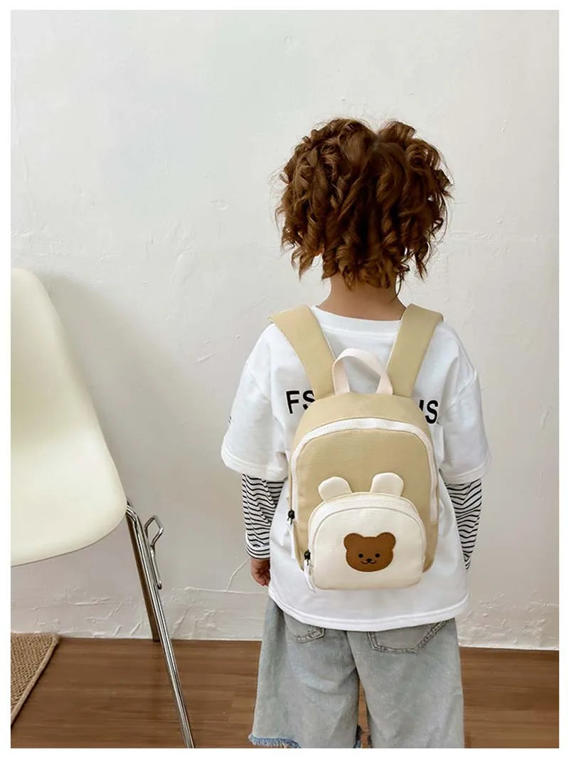 Korean Canvas Kids Backpack Kawaii Children's Handbags for Girl Kindergarten Boy Schoolbag Cartoon Bear Bunny Toddler Bag 2023