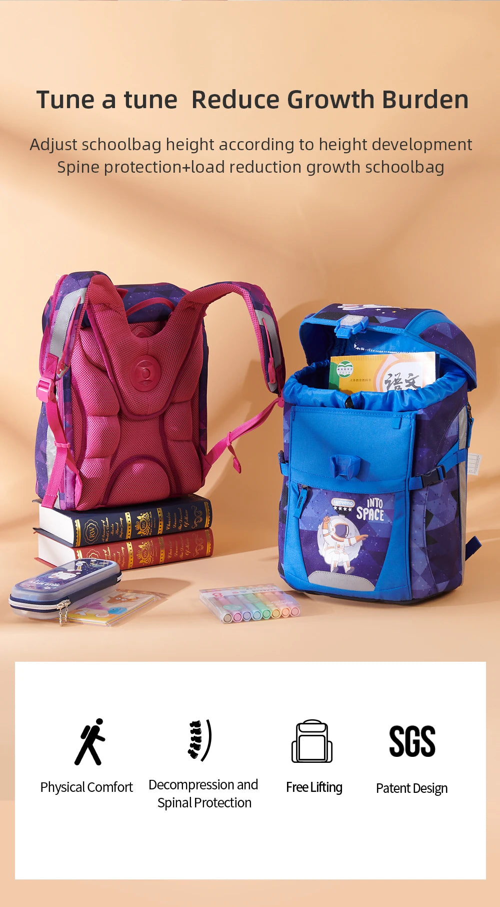 Sunveno School Bag Children's School Backpack Kids Backpack for Boys Girls Elementary Kindergarten Preschool School Bag