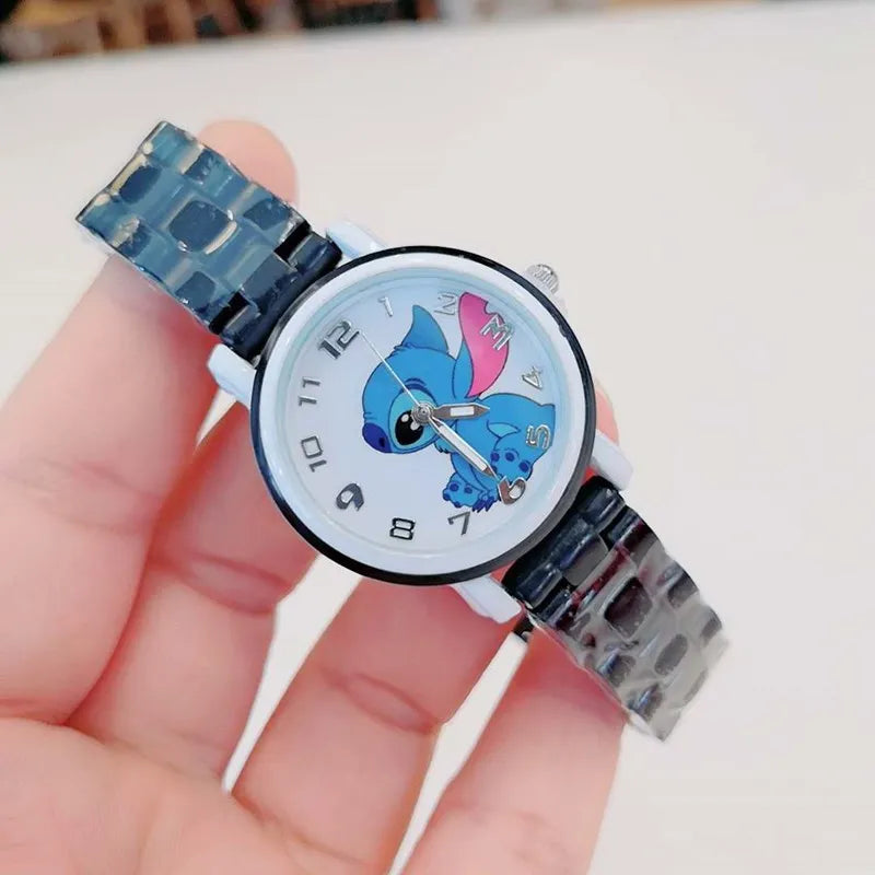 Disney Stitch Children Watches For Girls Cartoon animation Kids Women Quartz Watch Clock School Gift reloj infantil