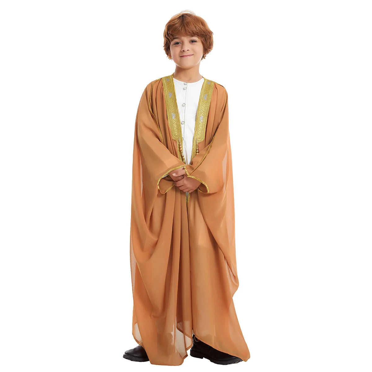 Islamic Kids Jubba Thobe Tassel Embroidered Dubai Luxury Moroccan Robe for Boys Ramadan Eid Long Sleeve Abaya Kids Daily Dress