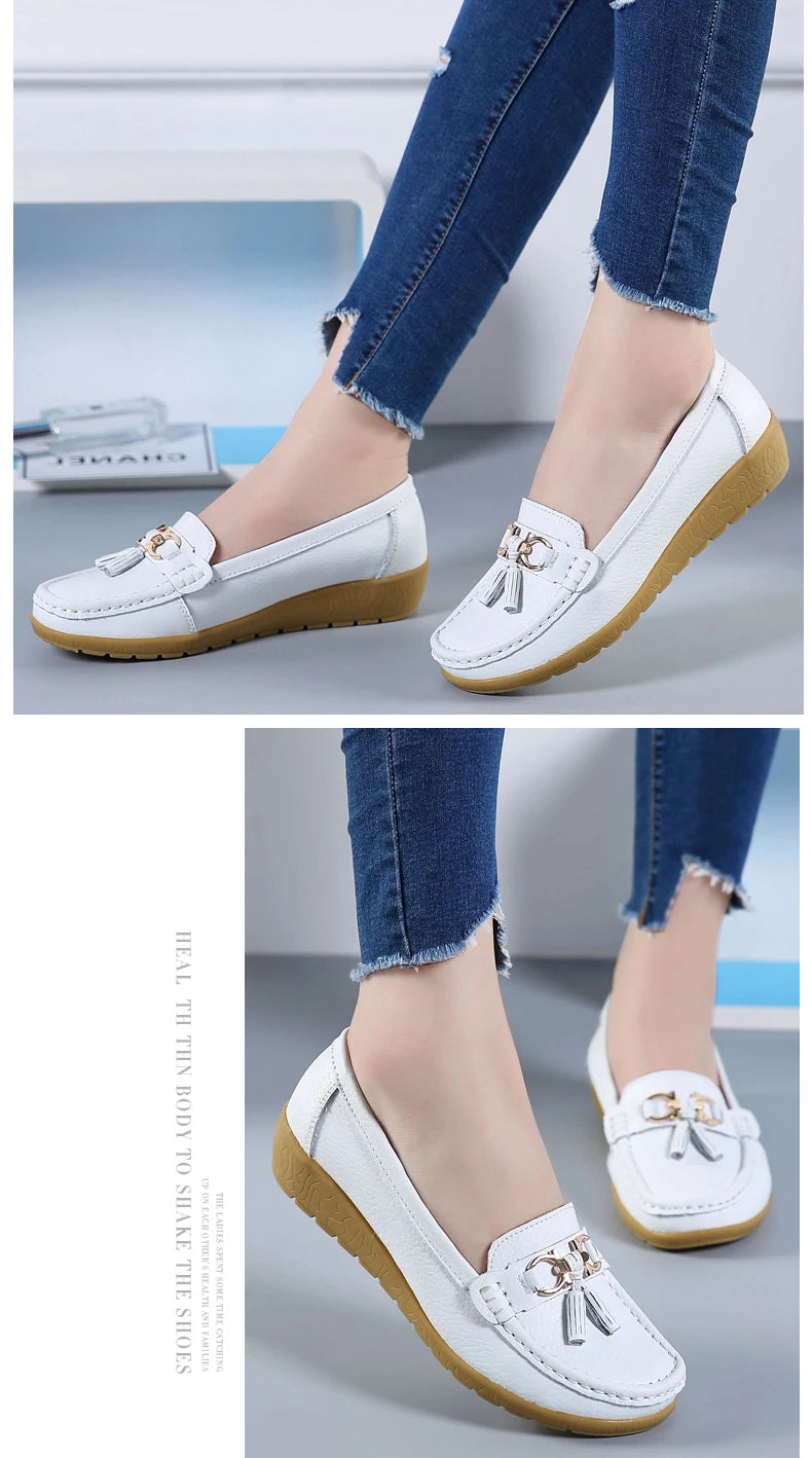 Women Flats Leather Woman Casual Shoes outdoors Slip-on Loafers Female Boat Shoes Fashion Comfortable Ballet Flat Big Size