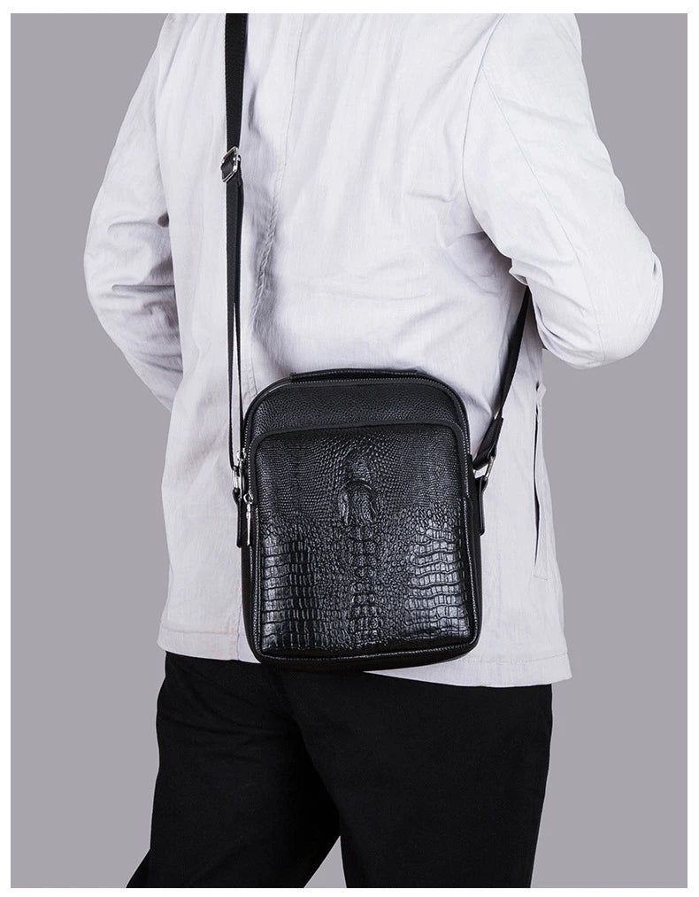 Luxury Brand Messenger Bag Men Leather Business Alligator Shoulder Bag Male Casual Sling Bag Crocodile Crossbody Bag For Men