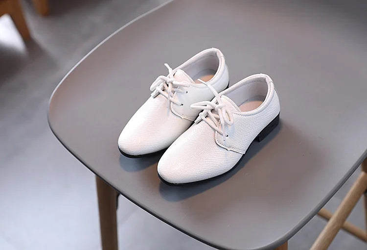 Child Boys Black Leather Shoes Britain Style for Party Wedding Low-heeled Lace-up Kids Fashion Student School Performance Shoes