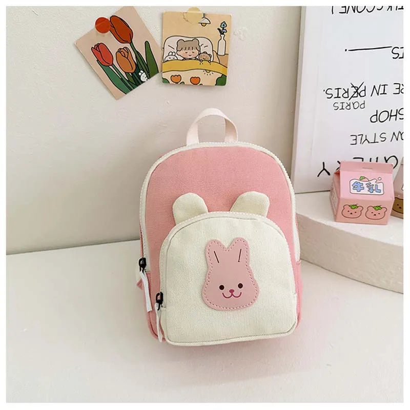 Korean Canvas Kids Backpack Kawaii Children's Handbags for Girl Kindergarten Boy Schoolbag Cartoon Bear Bunny Toddler Bag 2023