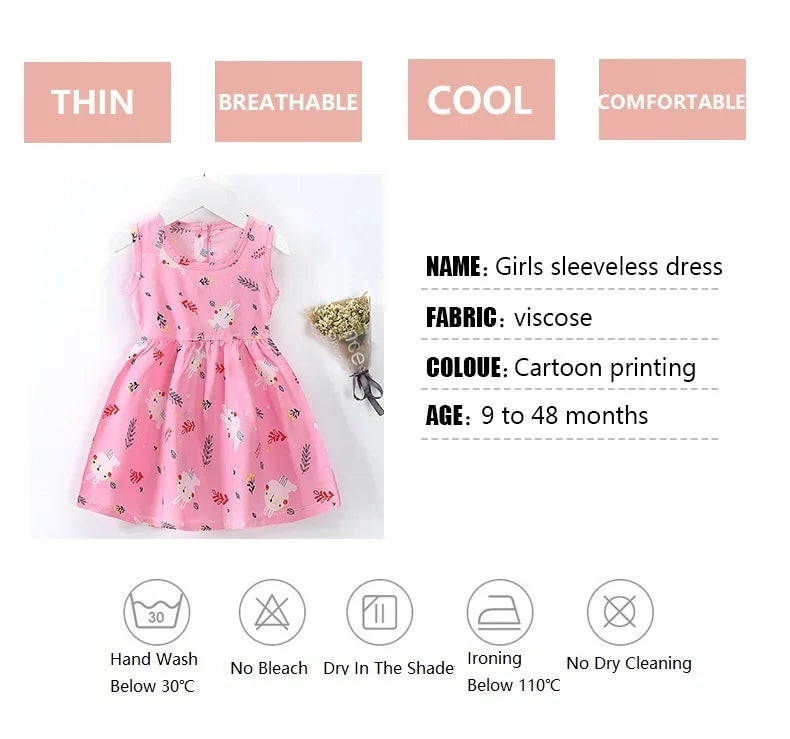 Girl Dress Cotton Summer Kids Clothes Girls Children Flower Dresses Sleeveless Princess Party Outfit Children's Clothing