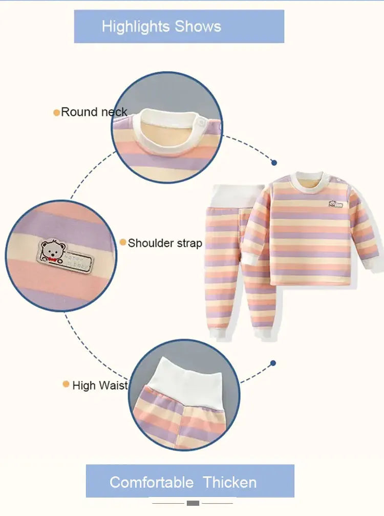 Thicken Warm Plush Children Sets Kids Clothes Boy Girl Underwear Suits Autumn Winter Children Clothinn