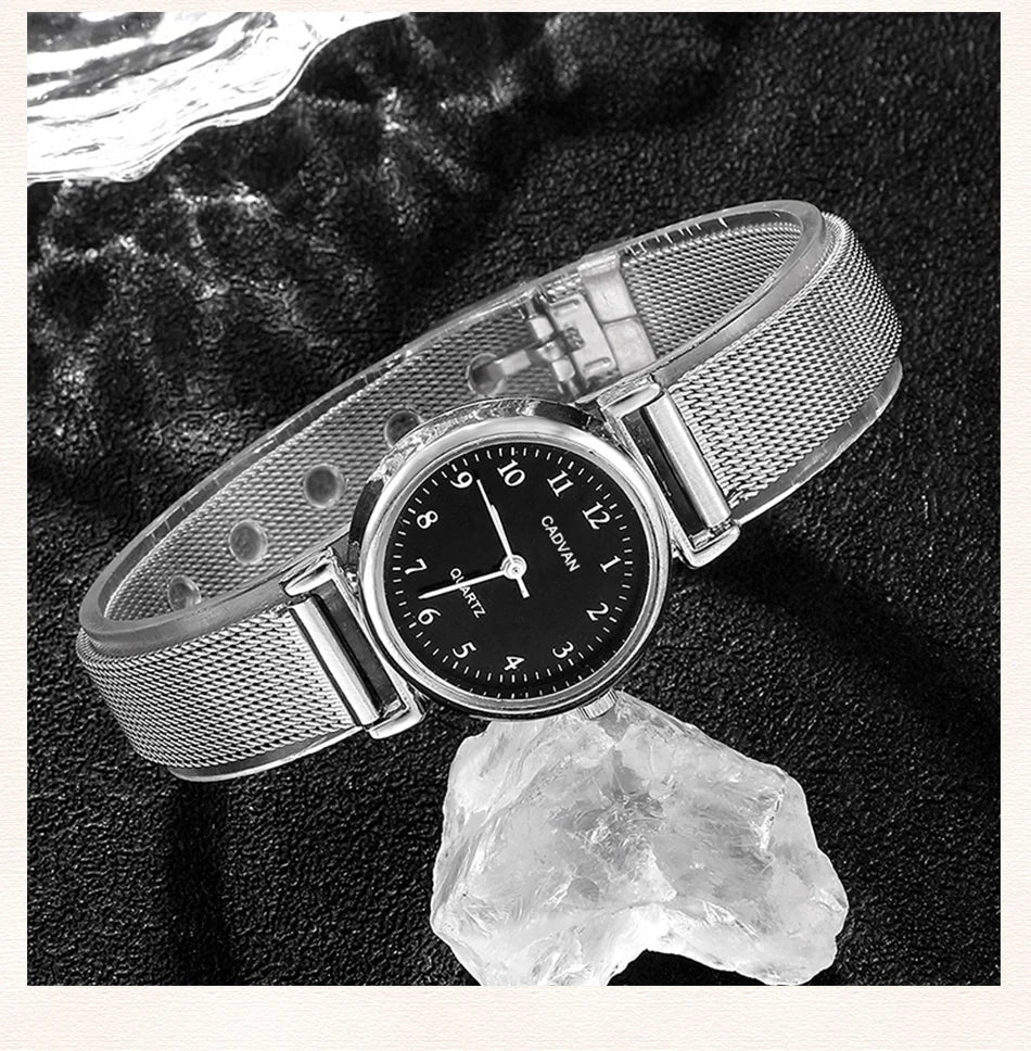 6PCS Set Women Watches Fashion Ladies Quartz Watch Bracelet Set Silvery Mesh Luxury Women Watches Dress Clock Montre Femme