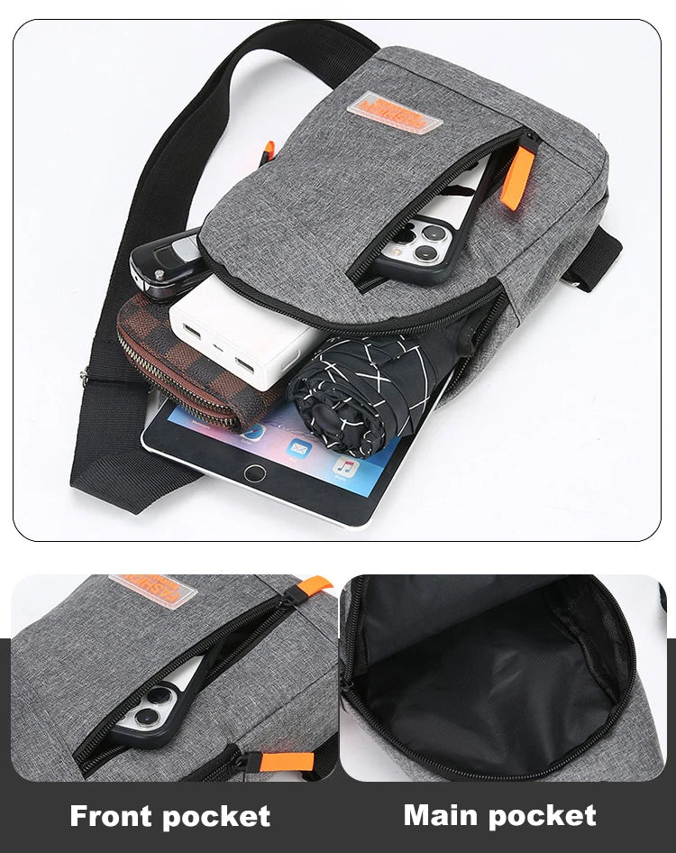 Casual Men Chest Bag Nylon Small Shoulder Bag Running Cycling Belt Sling Bag Outdoor Sport Crossbody Bag Travel Phone Pouch Bag