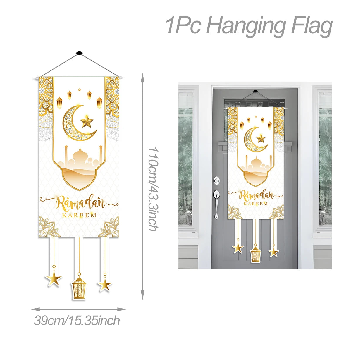 Ramadan Hanging Flag Ramadan Decoration For Home 2024 Kareem Aid EID Mubarak Muslim Islamic Festival Eid Al-fitr Party Supplies