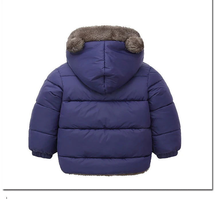 Children Thick Down Jackets Winter Thicken Plush Coats For Boys Girls Solid Color Hooded Jackets 2-6 Years Kids Parka Outerwear