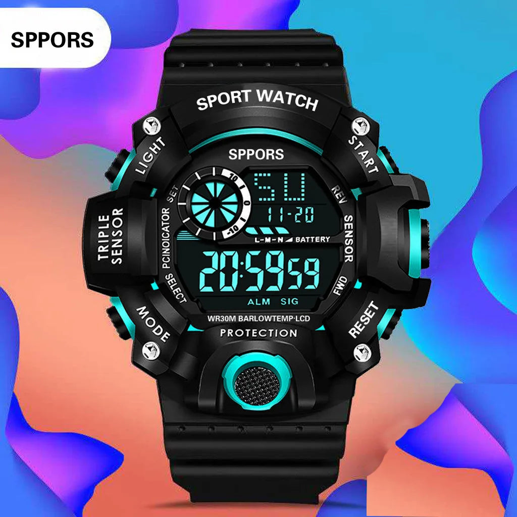 YIKAZE Men's LED Digital Watch Men Sport Watches Fitness Electronic Watch Multifunction Military Sports Watches Clock Kids Gifts