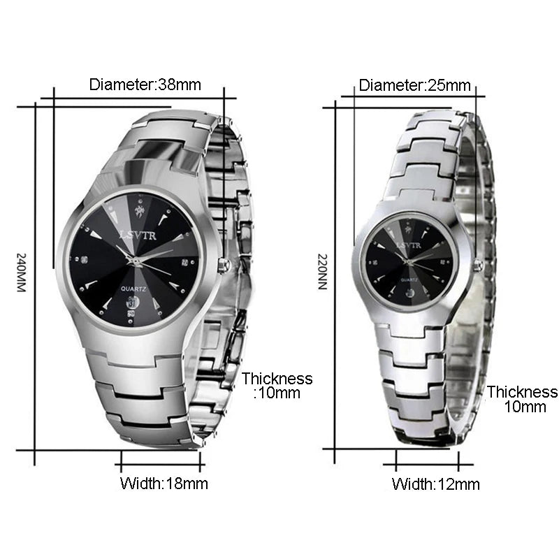 YIKAZE Men Women Quartz Watches Stainless Steel Wristwatch Calendar Date Waterproof Clock Luxury Womens  Lovers Couple Watch