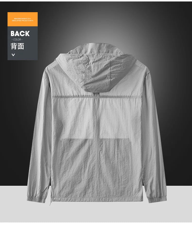 Men Ultrathin Waterproof Sun Protection Clothing Summer Casual Loose Quick-dry Breathable Lightweight Hooded Sports Windbreaker