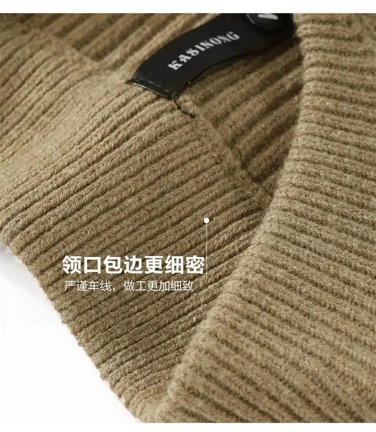 Men's Knitted Cardigan Warm Double Zipper Pit Stripe Slim Fit Sweater Casual Versatile Trend Baseball Collar Sweater Coat