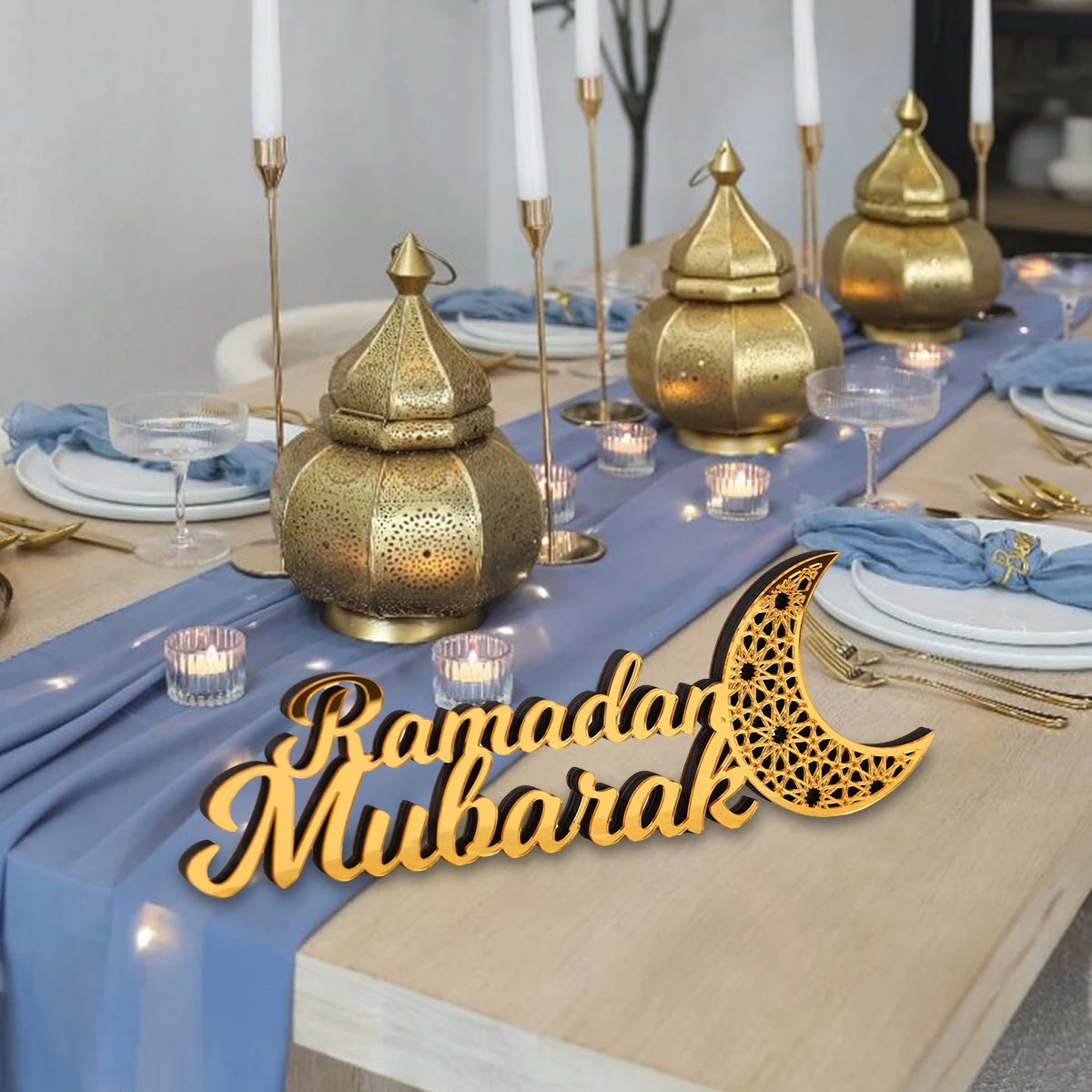 Ramadan Mubarak Acrylic Ornament 2025 Eid Mubarak Ramadan Kareem Decoration for Home Islamic Muslim Party Decor Eid Al Adha Gift