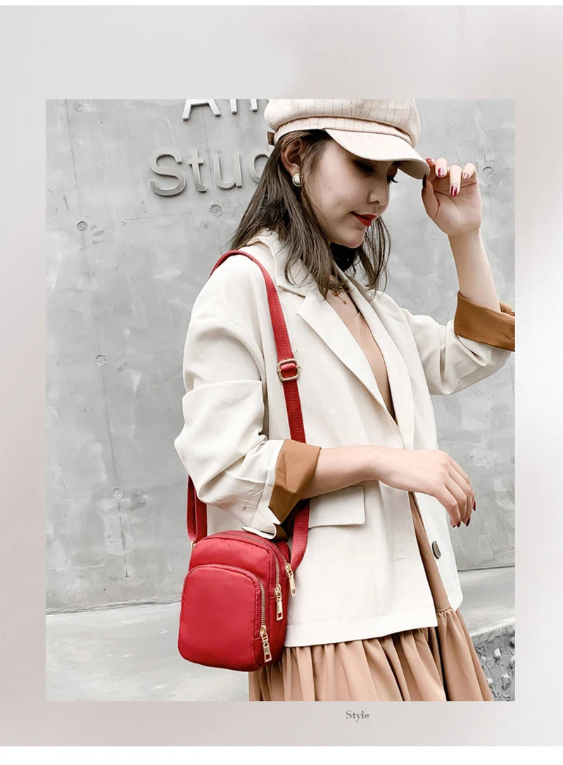 Women Bag Waterproof Shoulder Bag Crossbody Zipper Mobile Phone Lady Female Multifunction Handbag Wrist Purse Womens Pouch