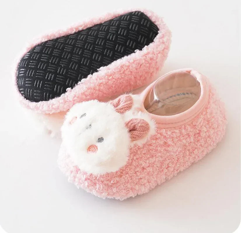 Non-slip Baby Floor Socks Cute Rabbit Pattern Newborn Winter Warm Slipper with Soft Sole Infant Toddler Walking Socks Shoe