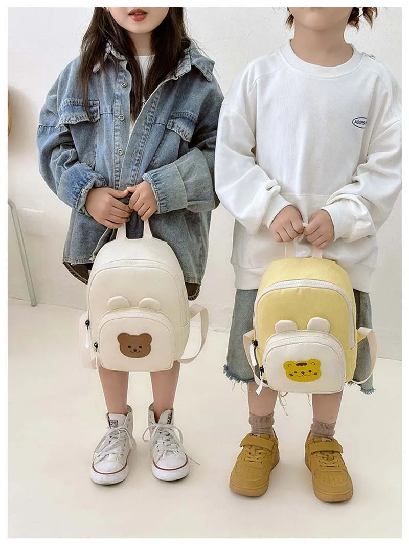 Korean Canvas Kids Backpack Kawaii Children's Handbags for Girl Kindergarten Boy Schoolbag Cartoon Bear Bunny Toddler Bag 2023