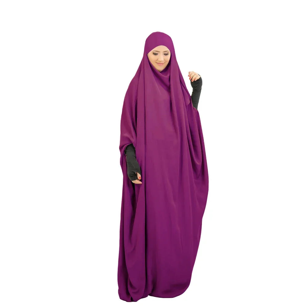 Eid Hooded Muslim Women One Piece Robe Long Khimar Hijab Dress Prayer Garment Abaya Ramadan Gown Abayas Islamic Clothes Niqab