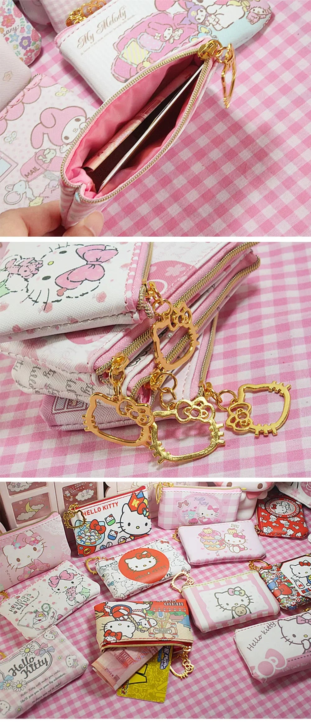 Hello Kitty Cartoon Coin Pouch Purse Sanrio Creative Small Wallet Wholesale My Melody Bags girls purse Kawaii Wallet Kid Purses