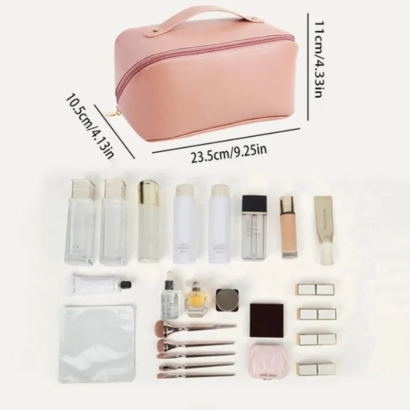 Large Travel Cosmetic Bag for Women Leather Makeup Organizer Female Toiletry Kit Bags Make Up Case Storage Pouch Luxury Box