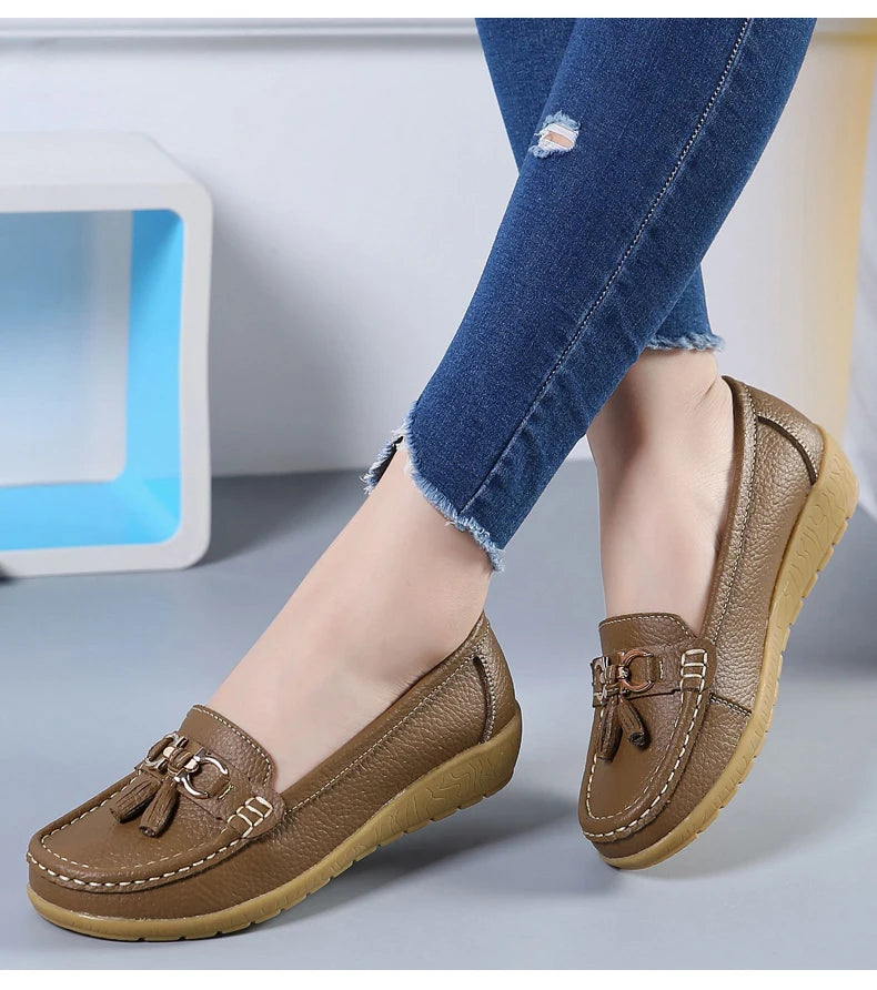 Women Flats Leather Woman Casual Shoes outdoors Slip-on Loafers Female Boat Shoes Fashion Comfortable Ballet Flat Big Size