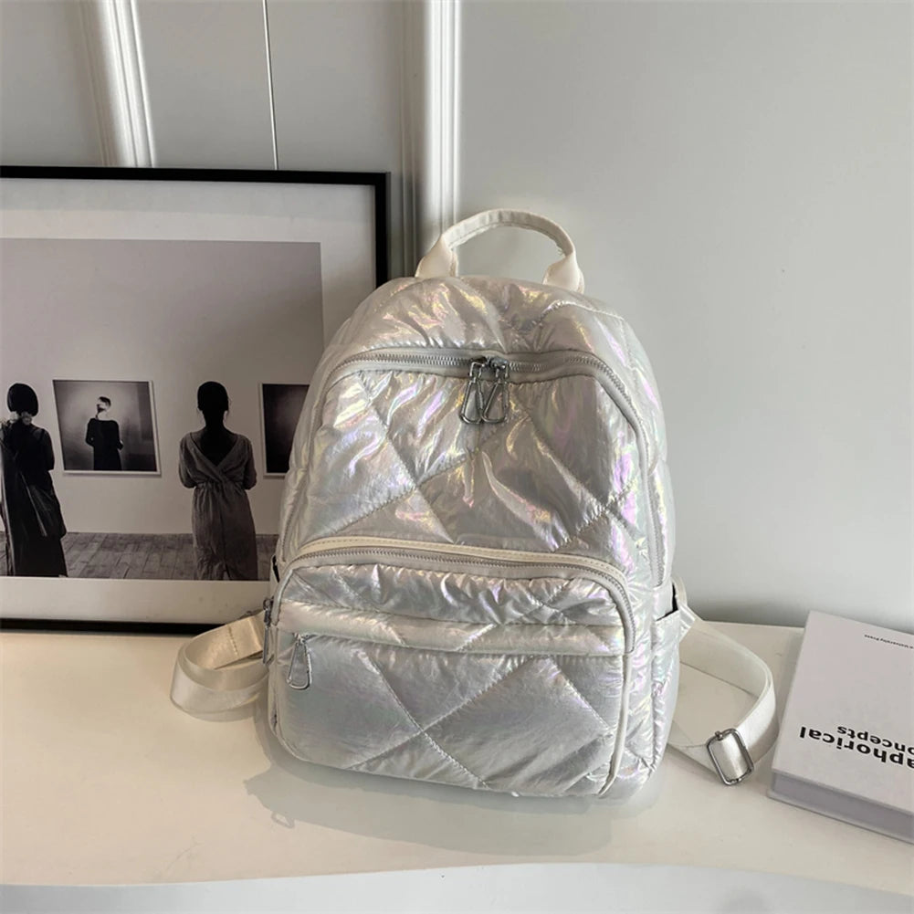 Luxury 2023 Summer Trend Women Backpack Pearl Cotton Bag Pack Travel Student Schoolbag Teen Girls Bookbag рюкзак женс Outdoor