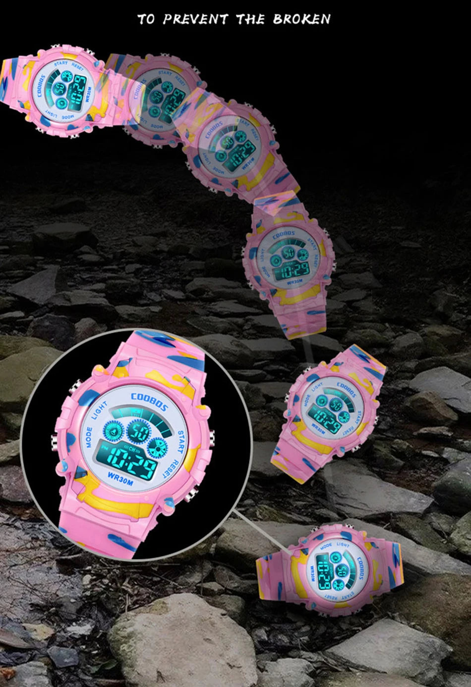 Electronic Watch For Boys Girls Children Luminous Dial Military Sport Watches for Kids Waterproof Multi-function Digital Watch