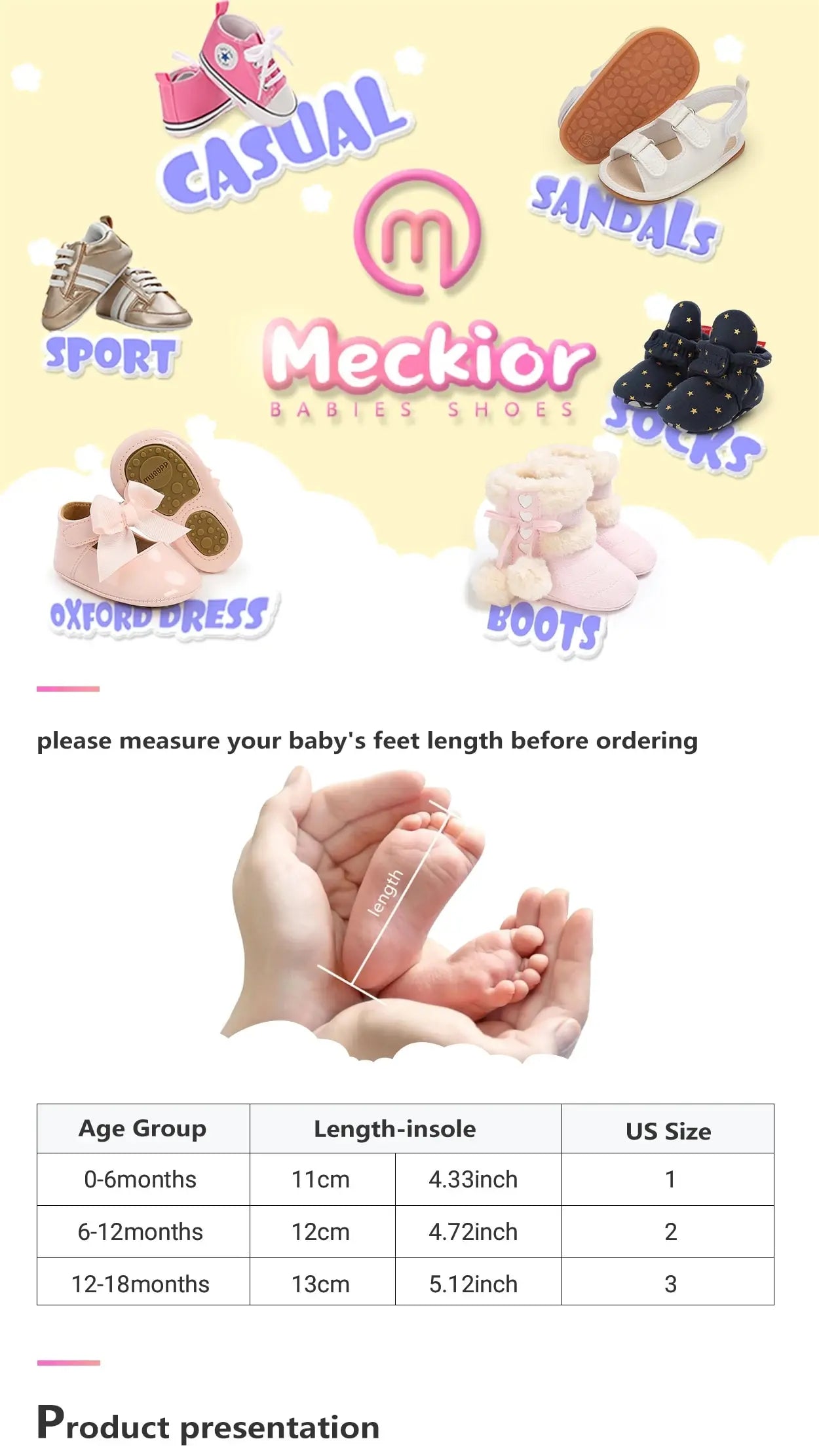 Meckior Summer Baby Sandals Baby Shoes PU Leather Rubber Bottom Sole Anti-Slip Infant First Walker Baby Boy Girl Sandals 0-18M